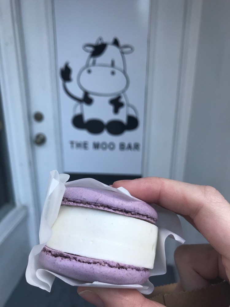 Macaron and ice cream from The Moo Bar.